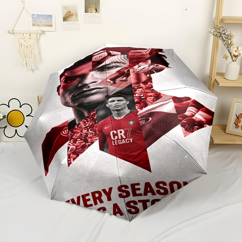 Ronaldo's Saudi Football Automatic Umbrella Folding Umbrella with 8 Ribs Sturdy Construction All-Season Use Fashionable Accessory Birthday/Christmas G