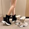 Winter New Round Head Velvet Warm Side Zipper Low Tube Flat Bottom Casual Student Women's Snow Boots