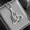 Irish Trinity Knot Celtic Moon Necklace Men Women Stainless Steel Vintage Triquetra Lucky Amulet Jewelry