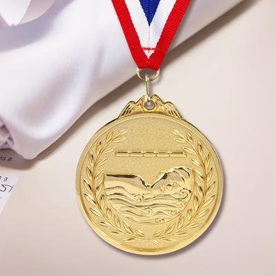 6.5cm Swimming Medal Sports Rewards with Neck Ribbon Metal Winner Medals Gold/Silver/Bronze Medal for Competitions Party Race