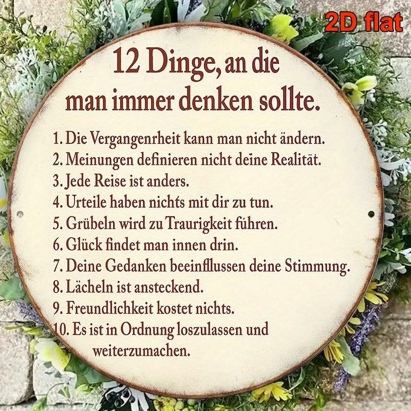 pc of D Flat Round French Aluminum Sign Vintage Decorative Plaque About Philosophy of Life Life Advice Decorative 20x20cm(8x8inch)