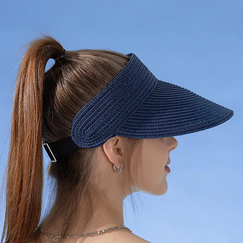 Xinbaoguan 100% Straw Knitted8222Summer Women's New Sunscreen Hat with Large Eaves and Hair Hoops Straw Hat Fashion Open Top Hat