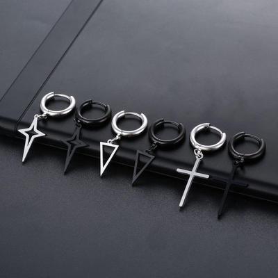 Donna Uomo Orecchini a croce con stella cava Gioielli Pendientes Accessori Orecchini a cerchio in acciaio geometrico geometrico