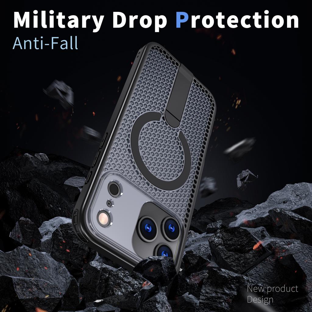 Rutschfeste Ständer-Hartschalenhülle für iPhone 17 Pro Max 16 15 14 Plus 17 Air 16e 13 12 Pro iPhone17 iPhone16 iPhone15 Matte Tasche