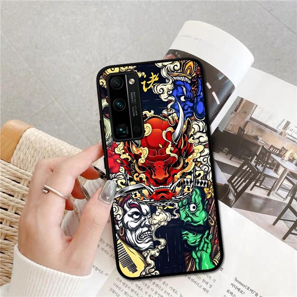 Samurai Oni Mask Phone Case For Huawei Honor 10 Lite 9 20 7A 9X 30 50 60 70 Pro Plus Soft Silicone Cover