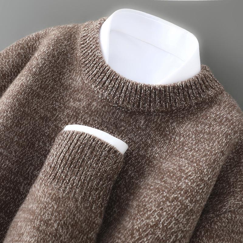 Men s Thick 100% Pure Wool Round Neck Sweater for Autumn/Winter - Soft, Knitted, and Loose Fit M верблюд