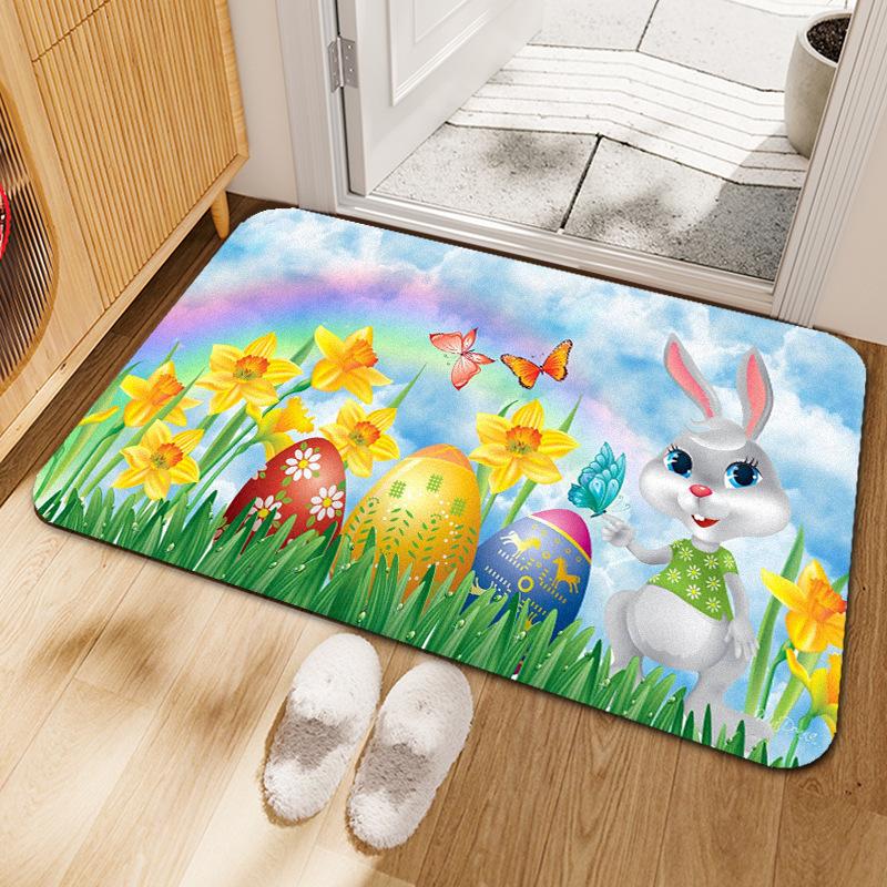 Alfombra de Piso de Dibujos Animados de Pascua,Conejo,Huevo de Pascua,Decoración de Sala de Estar