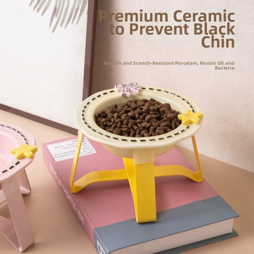 Anti Slip Cat Food Water Bowl Anti Vomiting Elevated Pet Feeder Bowl Ceramic Cat Bowl Pet Supplies