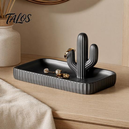 Bay Window Decor Tray 3D Printed Cactus Jewelry Tray, Ring Dish, Entryway Table Trays, Decorative Trinket Stable Organizer for Rings Necklaces