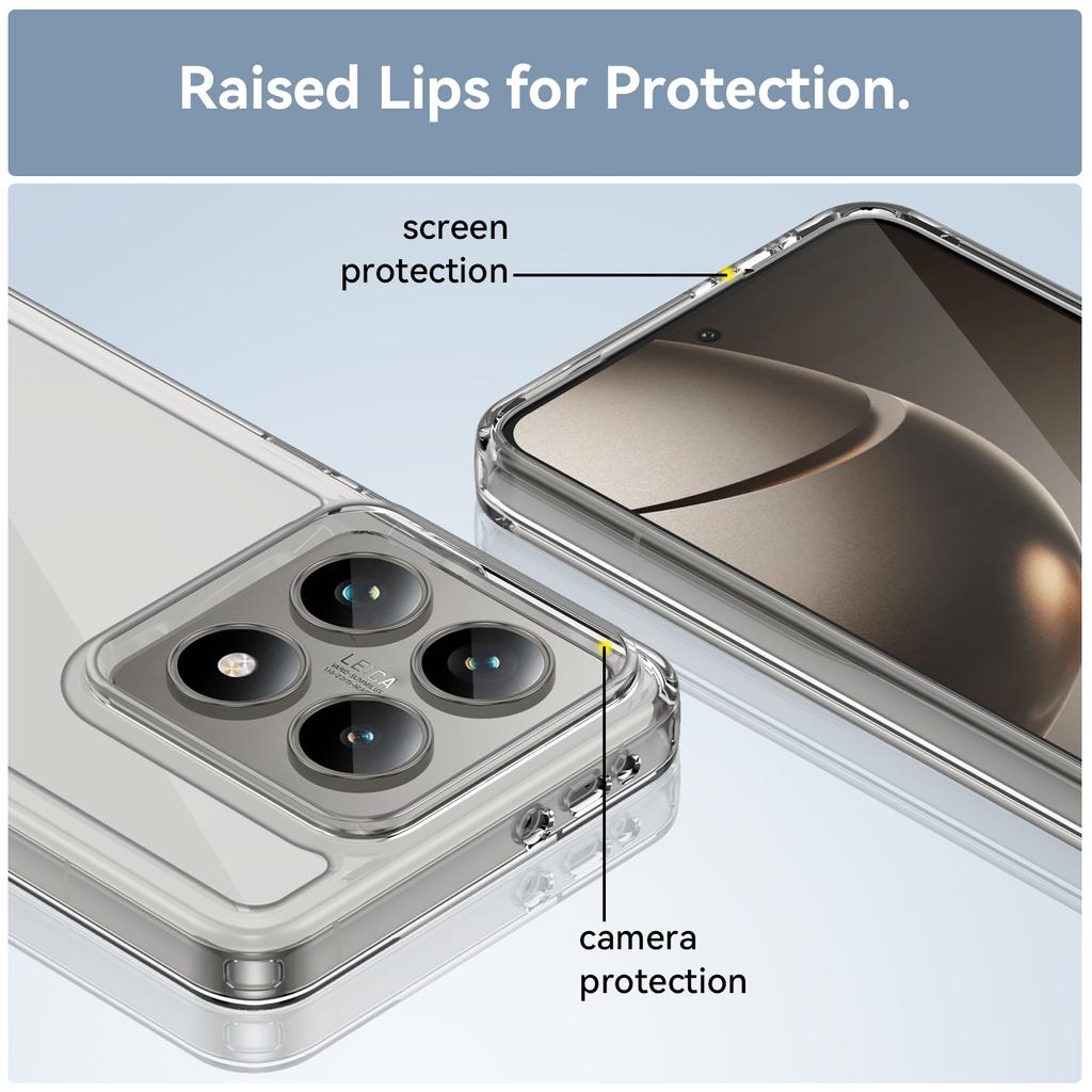 WANLONFENG MF Series for Xiaomi 14T Case TPU+Acrylic Clear Phone Cover with Tempered Glass Film