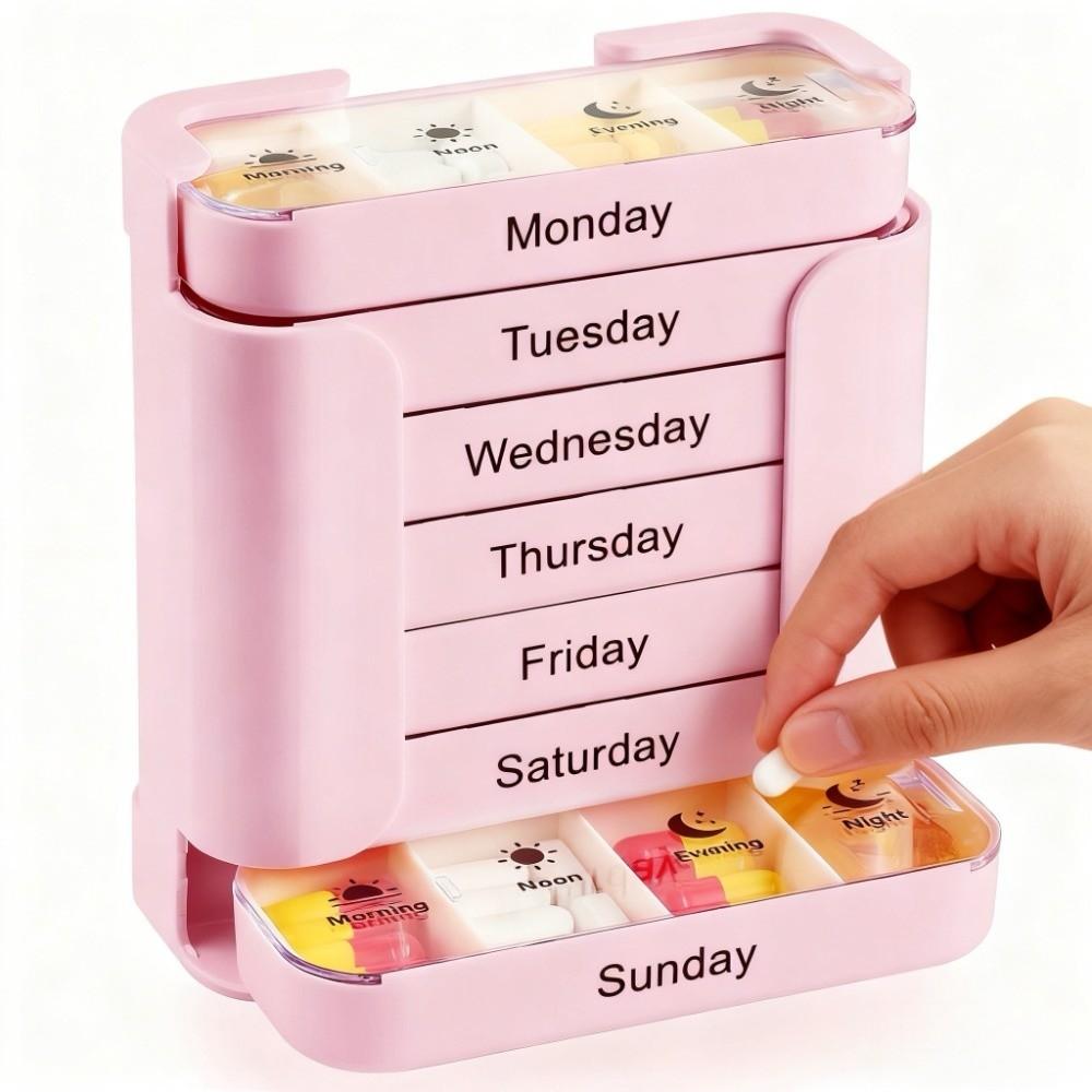Large Capacity 7-Day Pill Box Sealed Travel Pill Case Weekly Pill Organizer  Travel Home Use