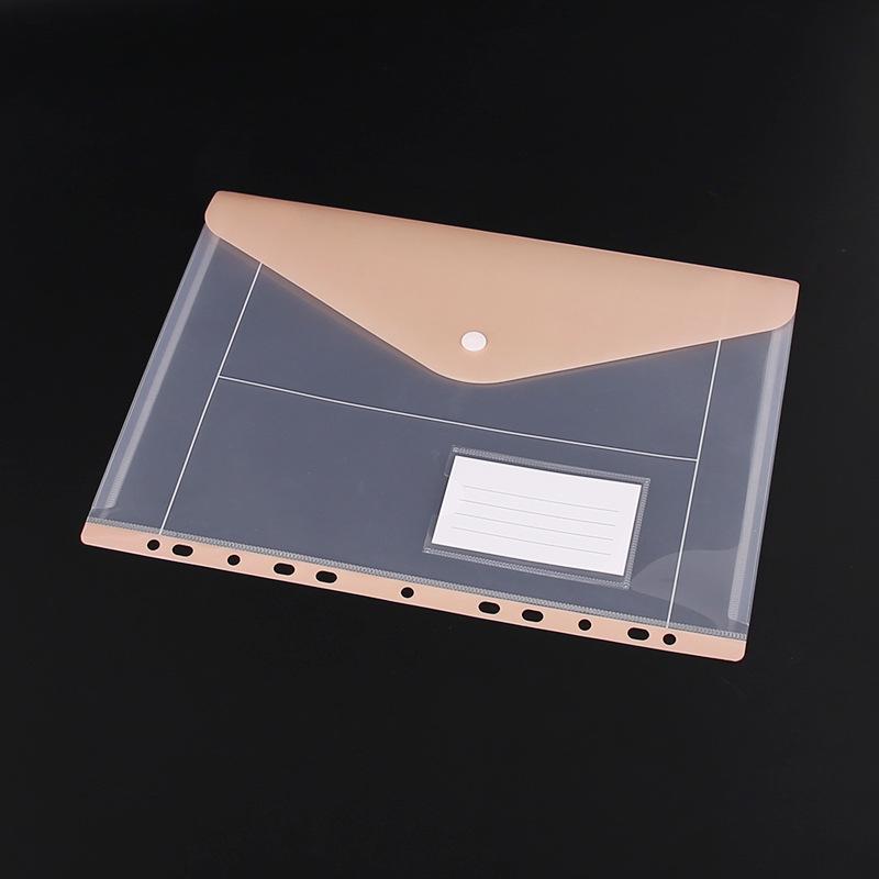 Transparent 11-Hole A4 Binder Pockets with Snap Button - Colored Document and Exam Paper Storage