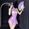 Sex underwear sexy pure desire wind leakage milk purple charm temptation side waist hollow strap charm cheongsam suit skirt