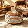 PU Leather Round Sofa Stool Cover Space-Saving Tatami Sitting Mat Storage Leg Bench  Apartment