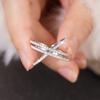CAOSHI Cross Design Rings for Women Sparkling Engagement Party Jewelry Elegant Cubic Zirconia Finger Accessories
