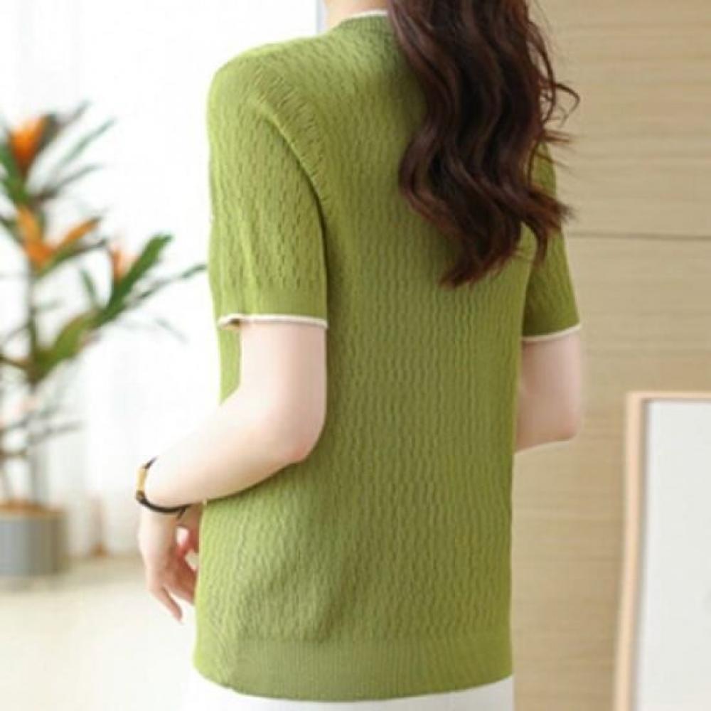Navava Ice Cool Punching Round Neck Short Sleeve Knit Nk3050