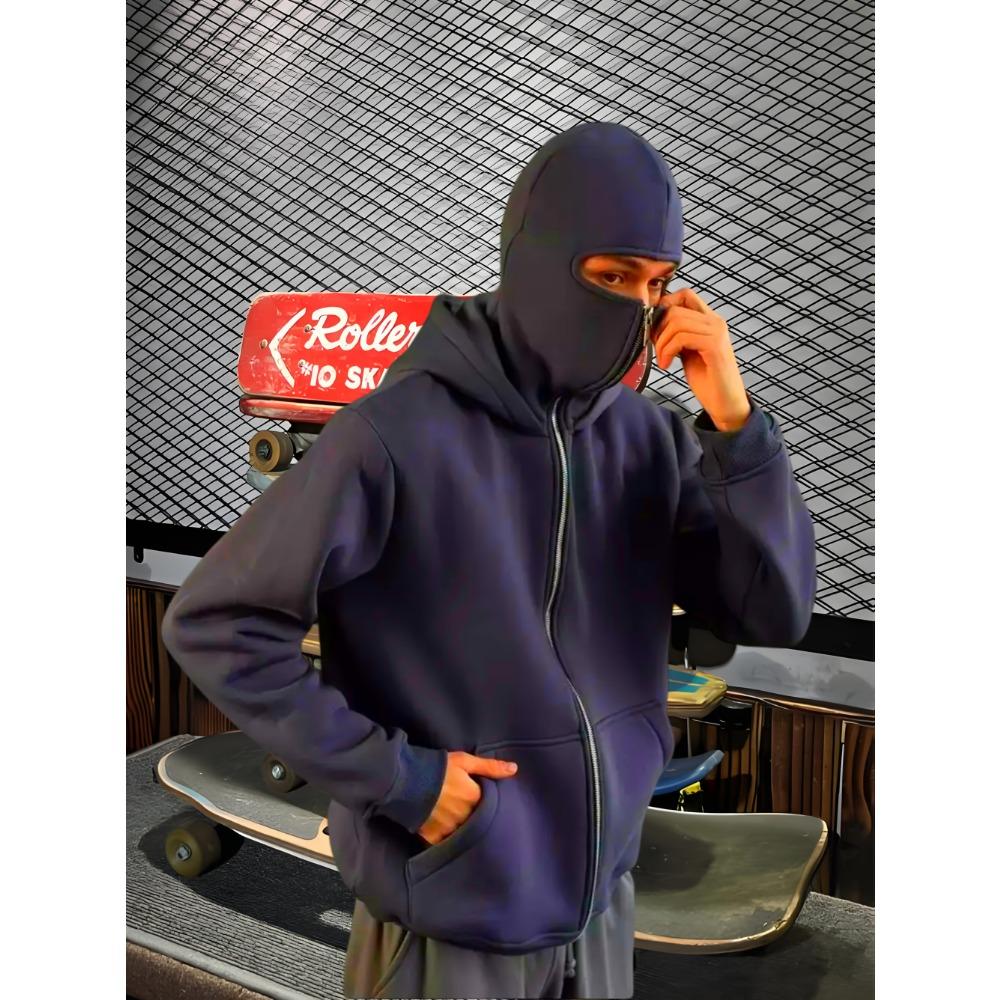 Unisex Fashion Trendy Double Hood Zip-Up Hoodie with Fleece | Sports Style, Hooded Collar, Slight Stretch Fabric, Fall/Winter Season