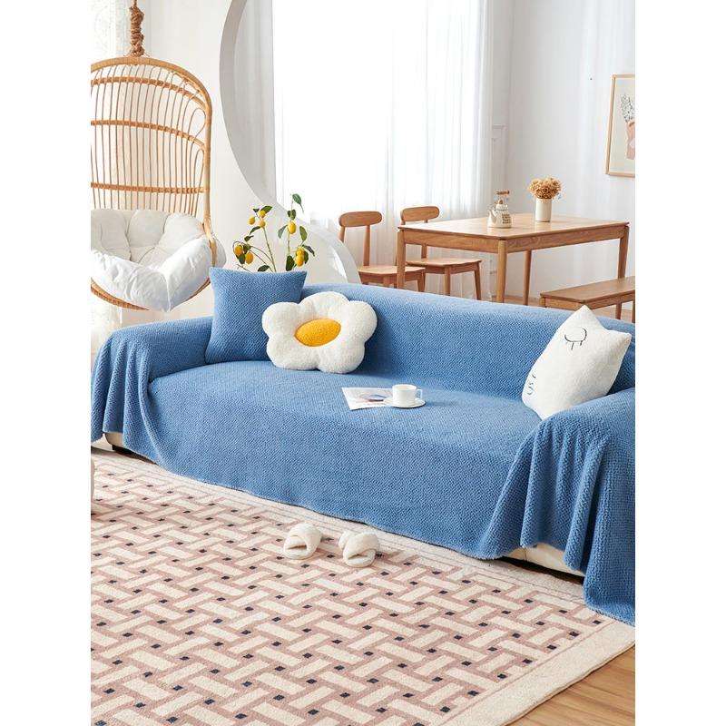 Plush Sofa Cover Cloth Winter Double-Sided Velvet Cream Color Anti-Scratching Sofa Towel Cover Towel Full Covered Seat Cover Cover Blanket
