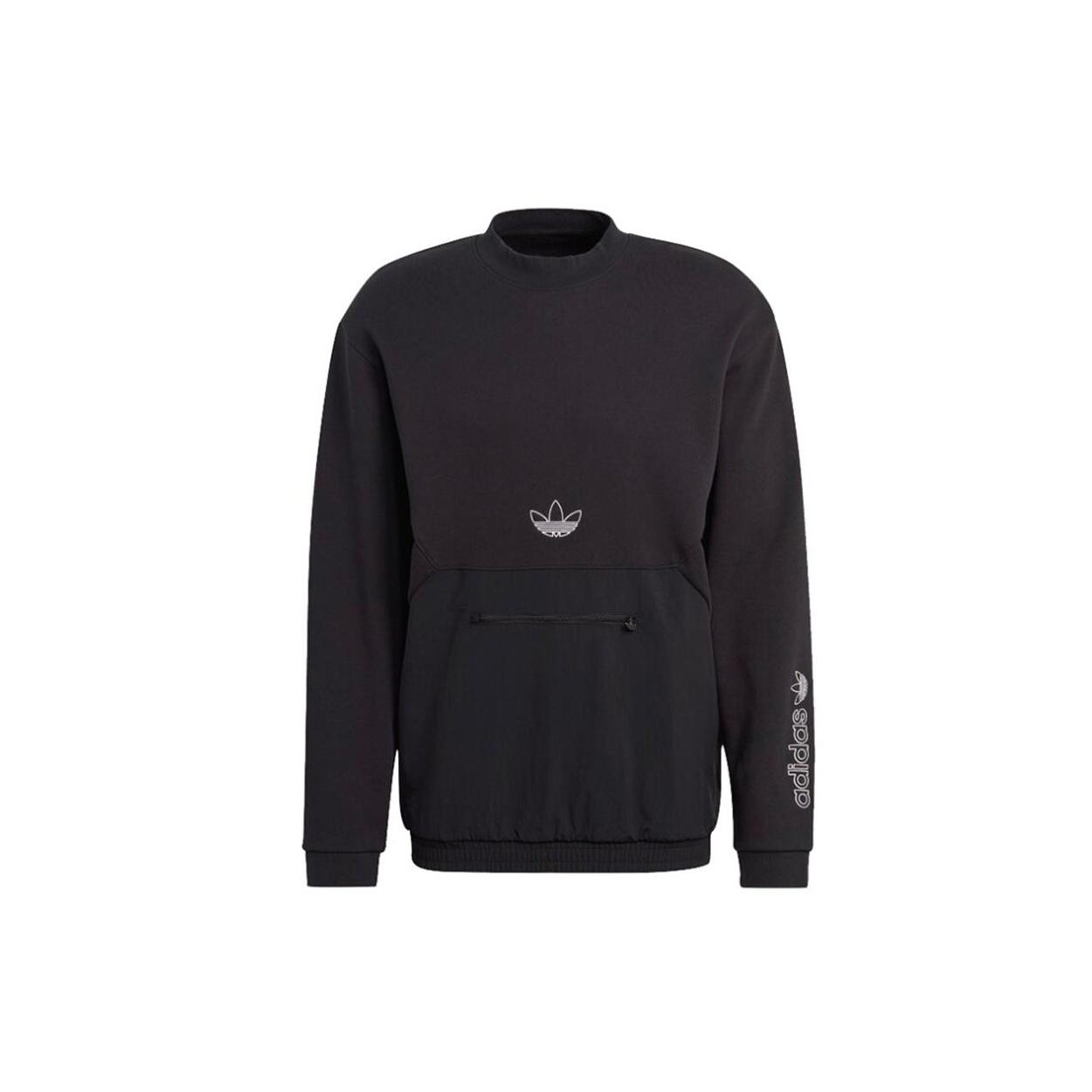 adidas originals Sprt Arc Crew Casual Sports Round Neck Long Sleeves Black Men s GN2464 XS