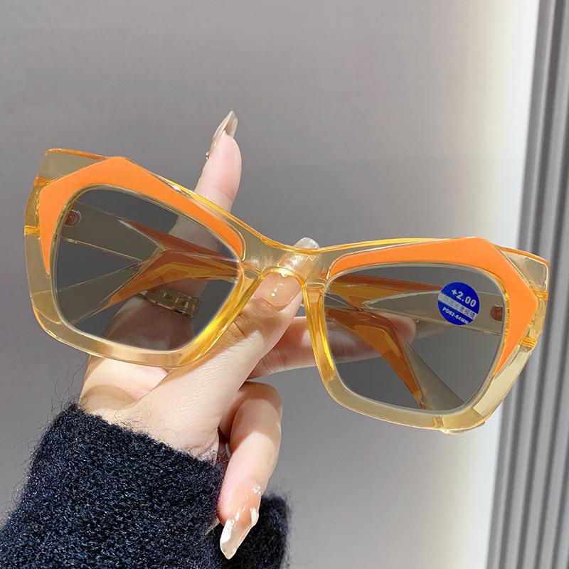 

New Personalized Contrasting Cat Eye Presbyopia Glasses Fashion Street Photography Concave Shaped UV Resistant Sunglasses +400