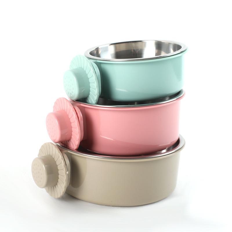 Miao Xin Bao Dog Cage Hanging Fixed Dog Bowl, Dog Cage with Stainless Steel Inner Liner, Pet Hanging Bowl
