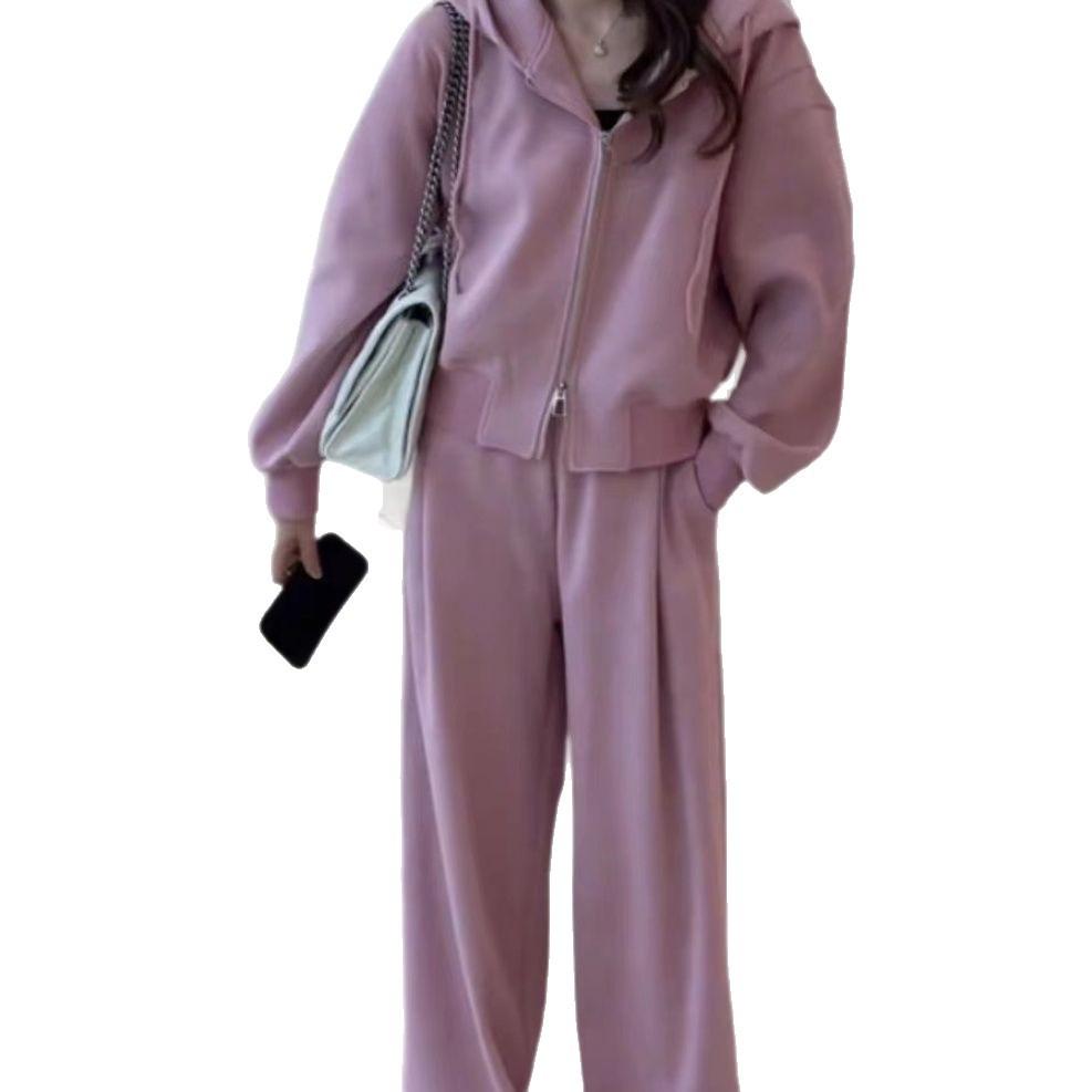 Temperament Fashion Two-piece Spring and Autumn New Hooded Thin Versatile Sports Two-piece Internet Celebrity Suit Women