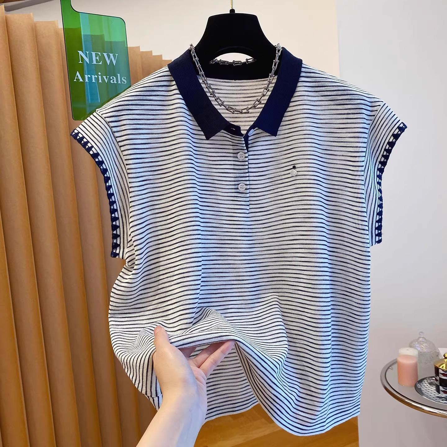 Поло в полоску Женский летний топ M белый