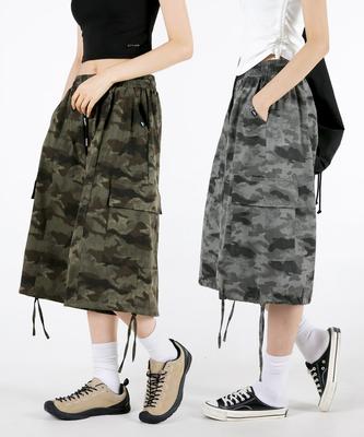 UMM Women'S Elastic Waist Camo Wide Bermuda Shorts 2 Colors