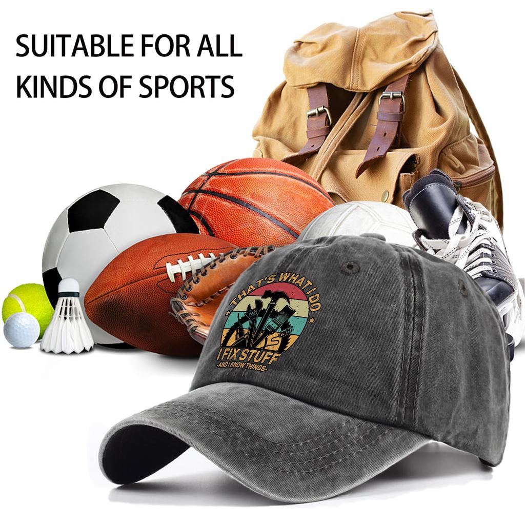 Pishavi That's What I Do I FIx Stuff Distressed Washed Black Baseball Cap Vintage Adjustable Hat Gifts for Unisex Women RetireUnisext