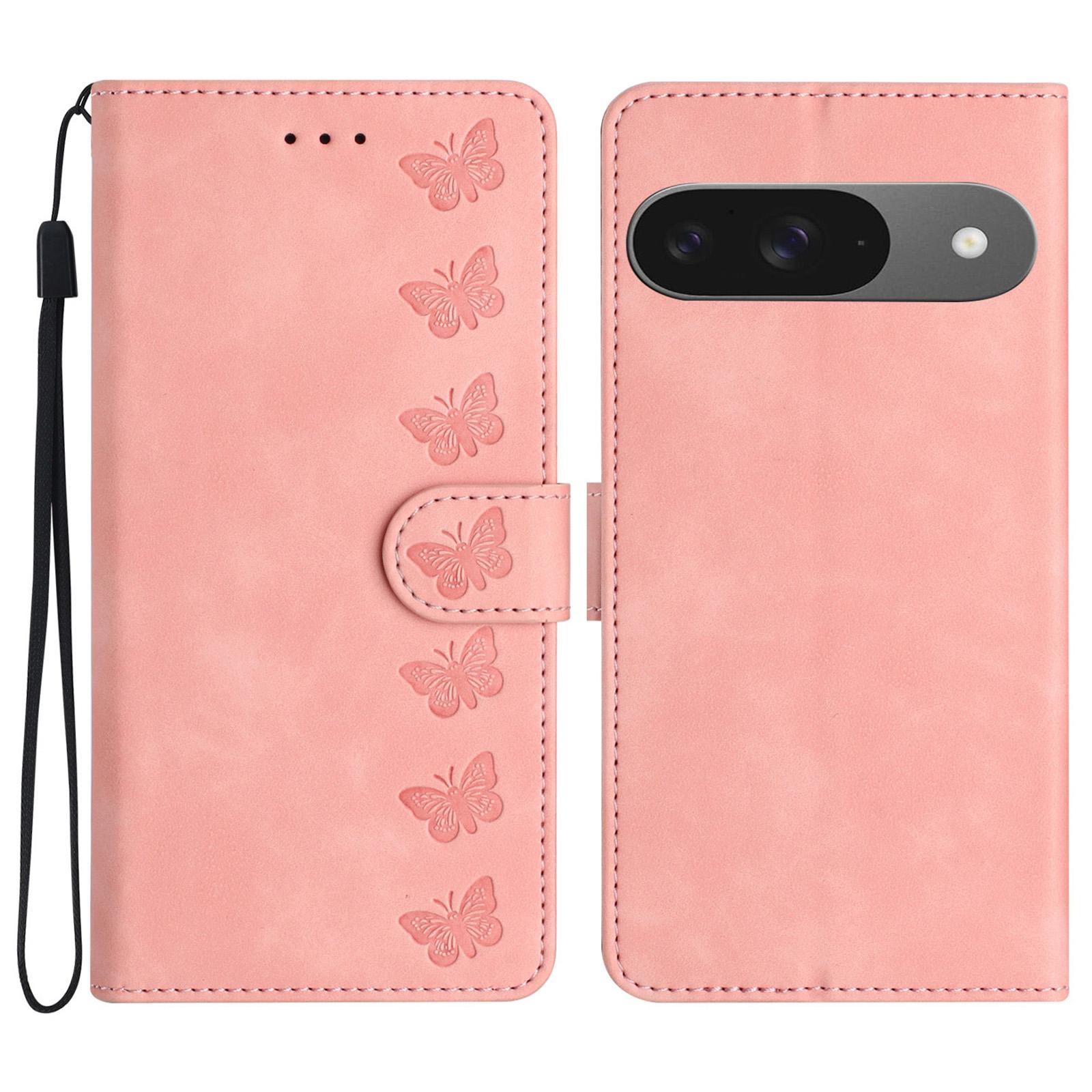 

For Google Pixel 9/Pixel 9 Pro Case Imprinted Butterfly Leather Wallet Phone Cover B