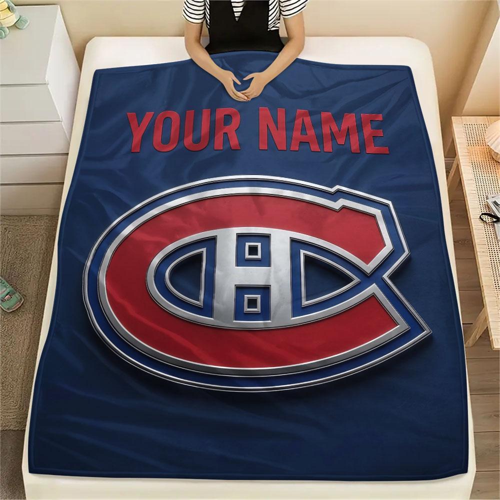 Custom Name,Montreal Canadiens Printed Flannel Blanket, soft throw for bedroom sofa, washable, Christmas present, great gift.