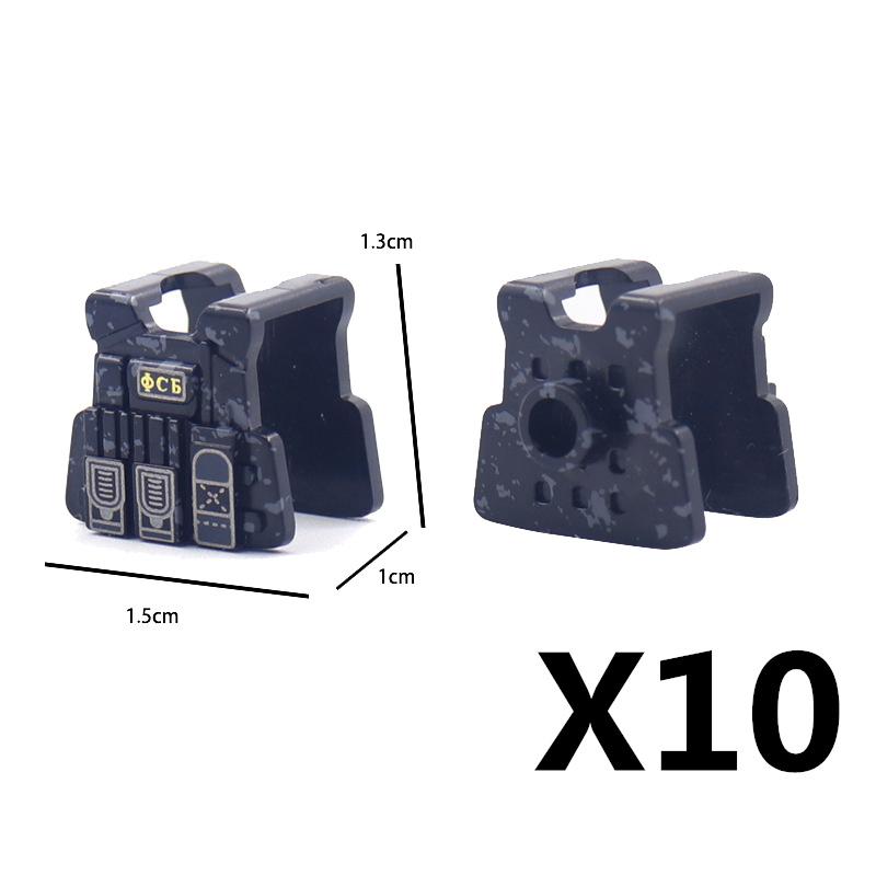 MOC Militärfigur Zubehör Bausteine Alpha SWAT Helm Weste Rucksack Knieschoner Nachtsichtgeräte Steine Spielzeug K017