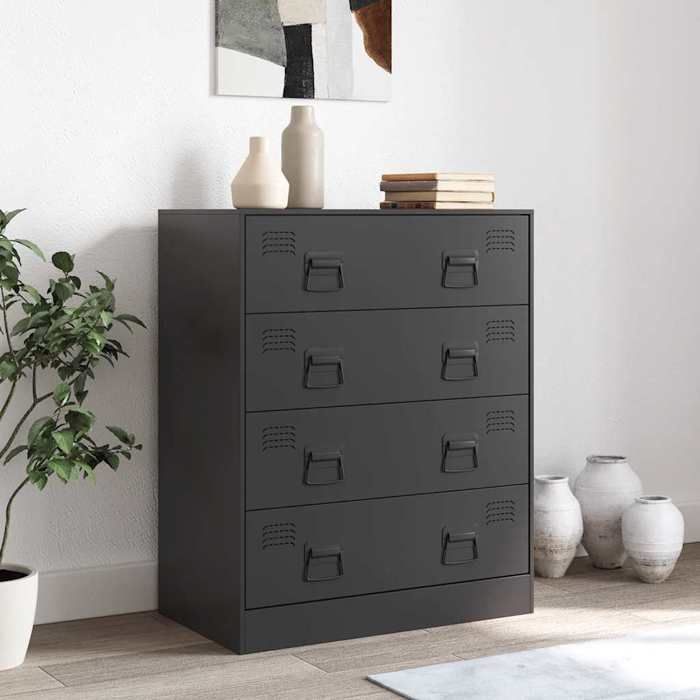 VidaXL Black Buffet 67x39x83 Cm Steel, Cabinet, Side Cabinet, Storage Cabinet, Cabinets, Cupboard, High Buffet, 841679
