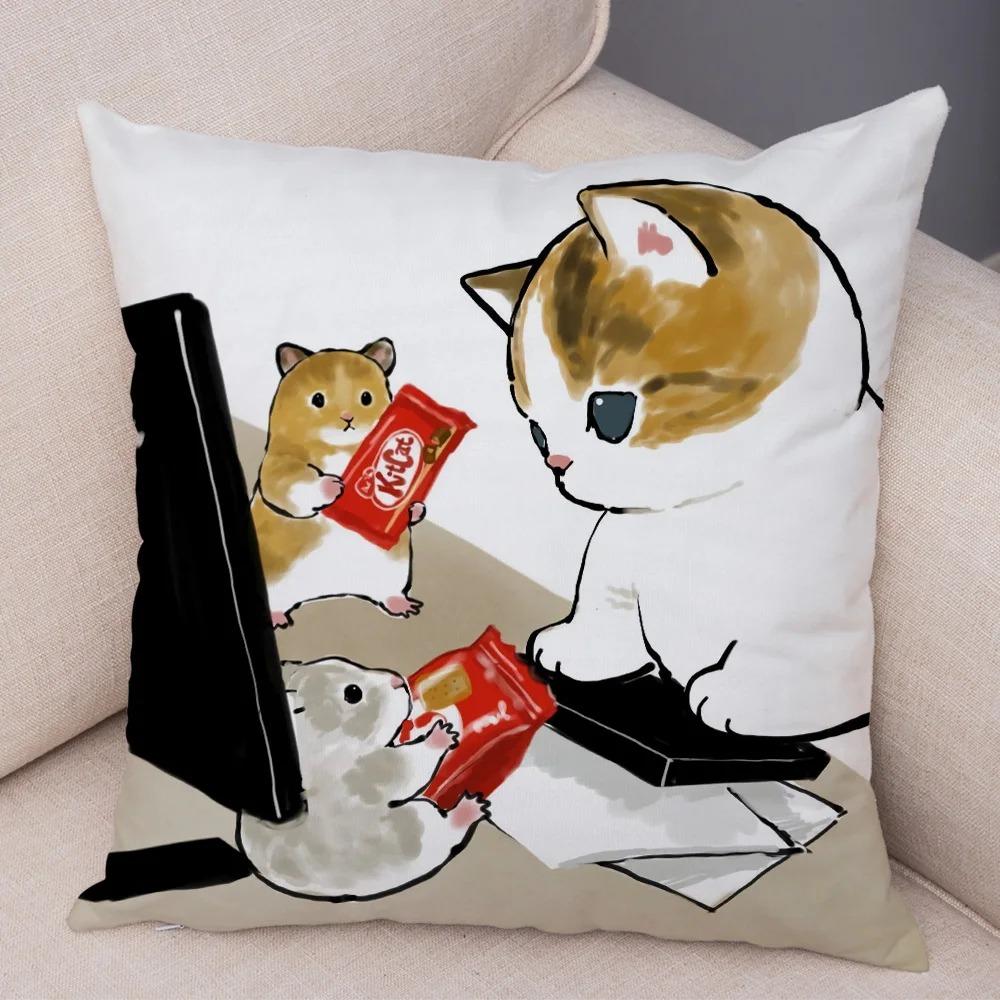 Office Cat Decorative Pillowcase Living Room Office Ornaments Home Pillowcase