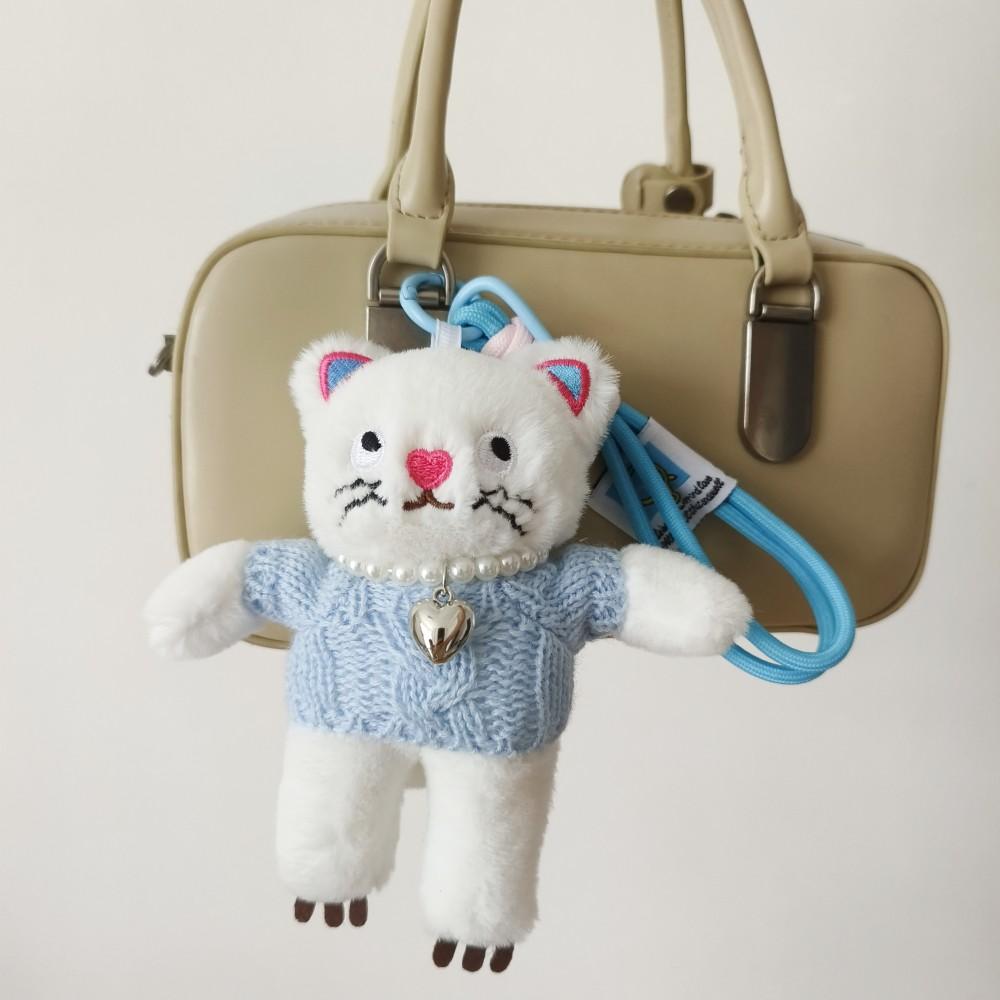 15cm Kawaii Katze Plüsch Schlüsselanhänger Rosa Katze Plüsch Anhänger Tiere Puppe Schlüsselanhänger Auto Schlüssel Dekorationen Puppen Mädchen Frauen Tasche Zubehör