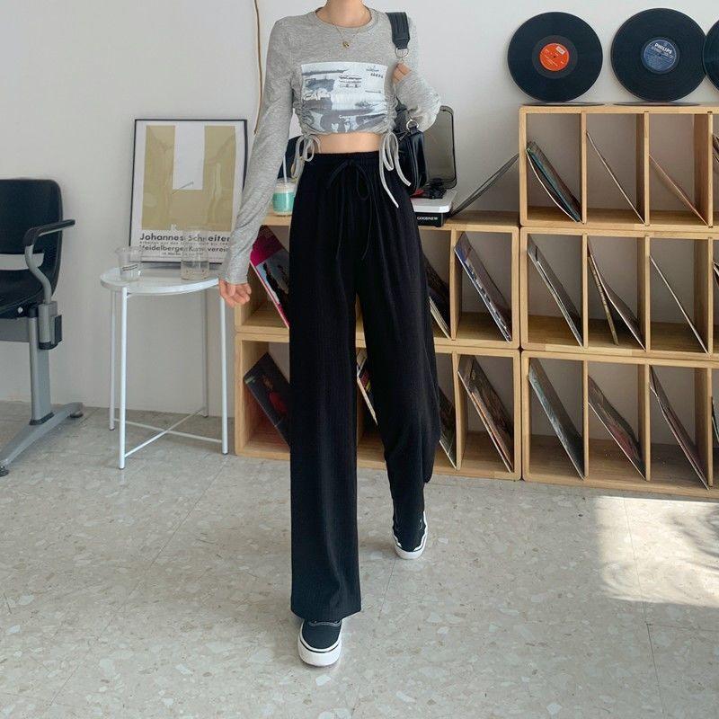 Large Size Wide Leg Pants for Women in Summer High Waisted Straight Leg Loose Fit Sporty and Casual with a Hanging Feeling and Floor Length Pants