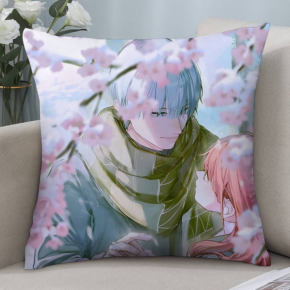 

Anime Yubisaki to Renren Pillow Case Short plush Double-sided Print Square Throw Pillow Covers Sofa Home Cushion Decor 12x12Inch