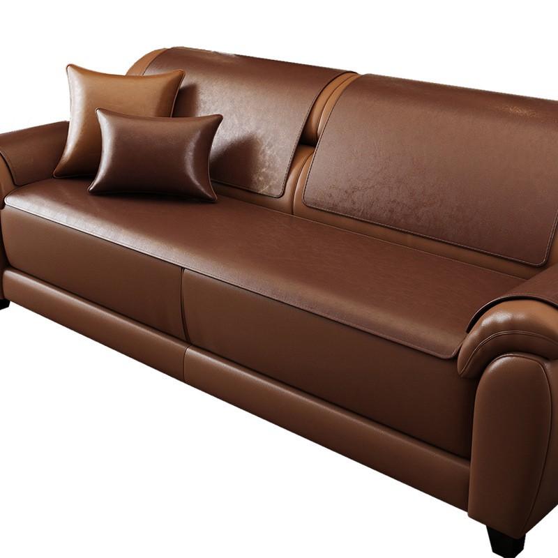 Luxury Faux Leather Sofa Cushion Pad 3-Seater Anti-Slip Slipcover Throw Pillow Cover Modern Minimalist Style
