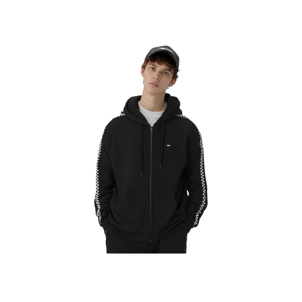 Vans Zip Hood Comfortable Soft Striped Color Block Hoodie Unisex Hoodies Black VN0A7YIYBLK
