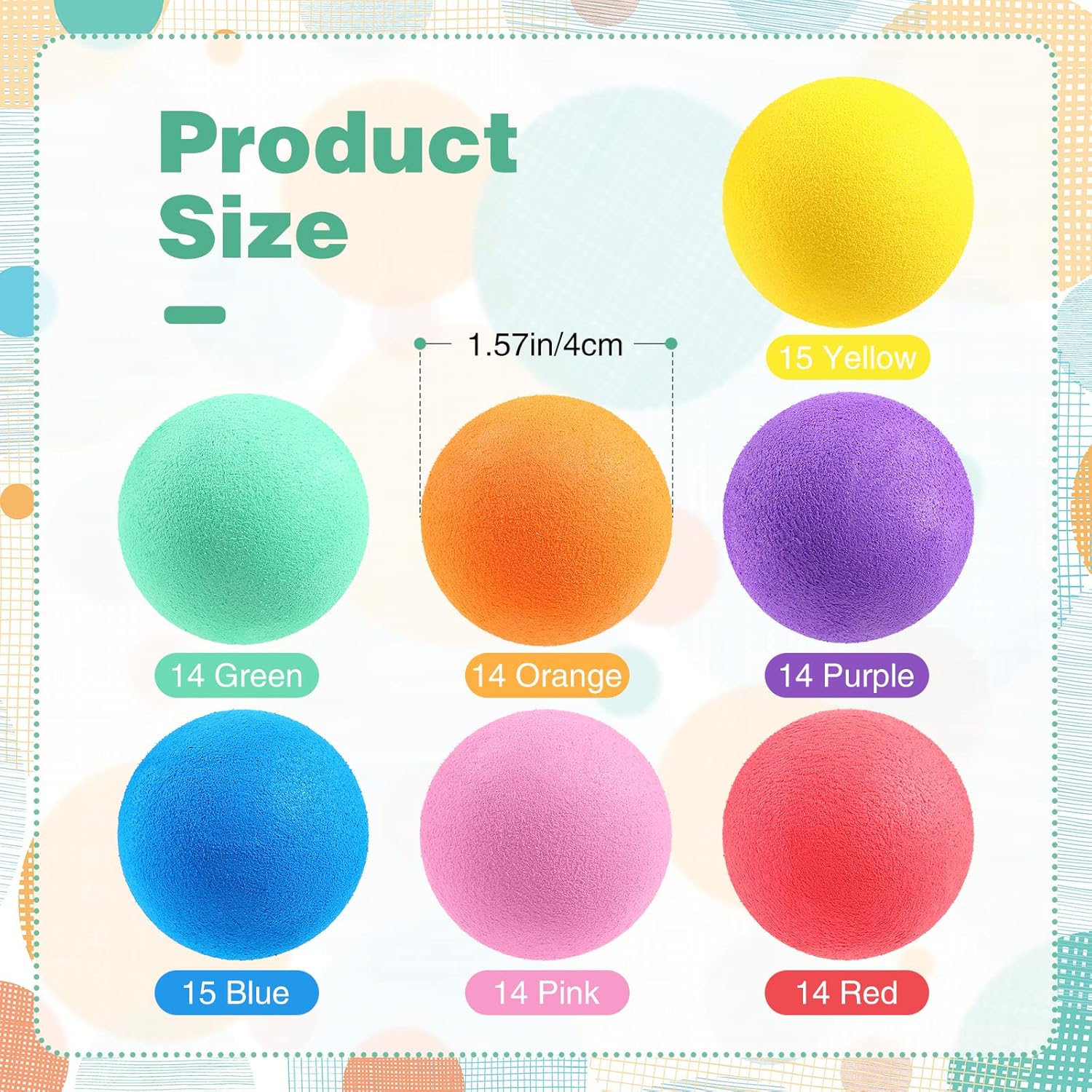 Cindeer 100 Pcs Mini Foam Balls Bulk for Kids Soft Lightweight Sponge Balls 1.57 Inches Assorted Play Orb for Birthday School Classroom Party Favors