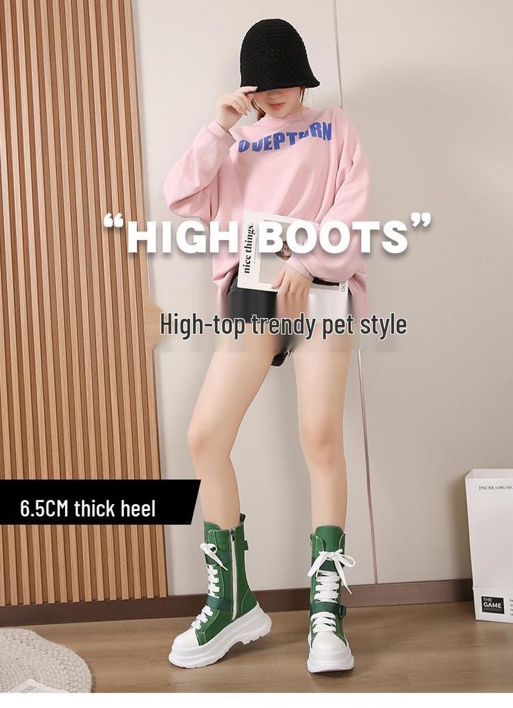 Women's 2026 Autumn/Winter British Style Dr. Martens High-Top Canvas Boots with Thick Sole and Round Toe