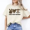 Peace Love Infusion T-Shirt Leopard Skin Oncology Infusion Nurse Unisex Tee Sand