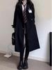 Women's Black Mid-Length Trench Coat - 2023 Spring/Autumn, School Uniform JK Korean Style, Petite Fit.