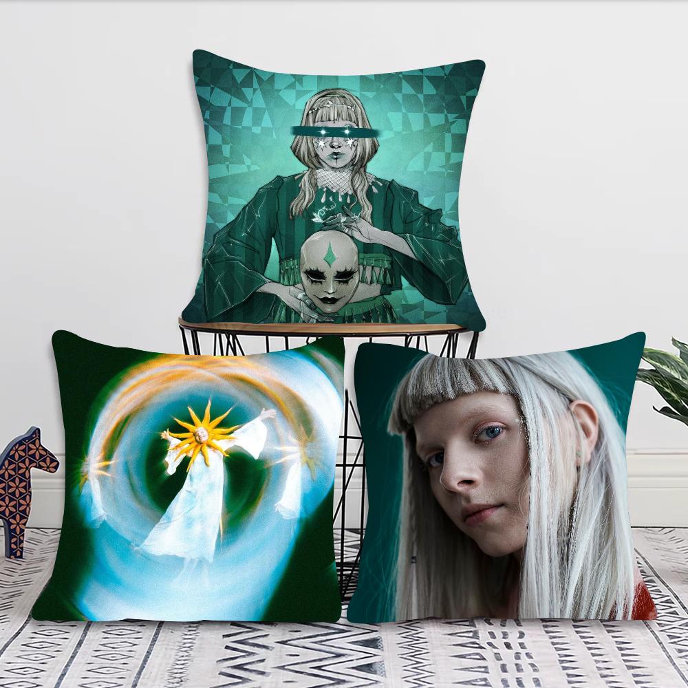Aurora Aksnes Singer Pillow Case Square Pillow Bedroom Sofa Leisure Comfort Cushion Car Living Room Home Decoration