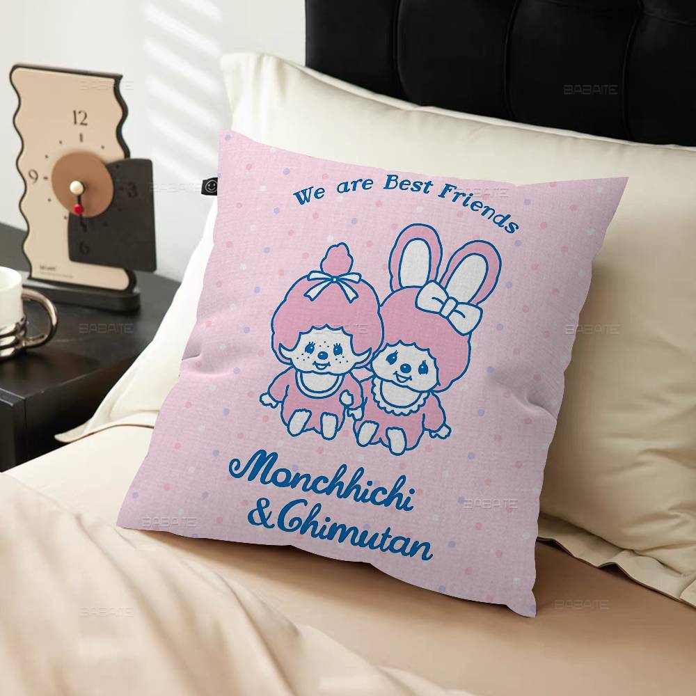 Cartoon Lawaii Anime M-Monchhichi Maple Design Cushion Cover Happy Autumn Harvest decor Holiday Decorati Pillow Cover