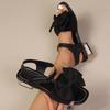 Women Anti-slip Trend Sandals Summer Lightweight Sandals Fashion Beach Casual Slippers Outdoor Bow Tie Home High Heels Shoes