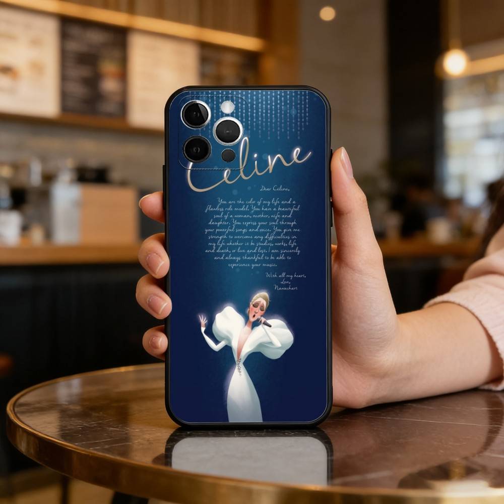 C-Celine D-Dion Soft Silicone Black Cover,Phone Case For iPhone 17,16,15,14,13,12,11 Plus,Pro Max,XS