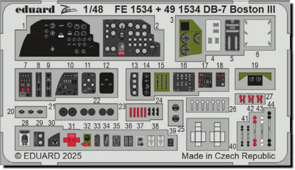Eduard 1/48 Zoom DB-7 Boston III Etching Parts (for HK Models) Plastic Model Parts EDUFE1534 (Airplane)