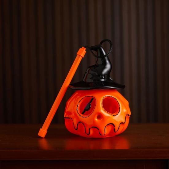 Felinar Portabil din Plastic în Formă de Dovleac Lumină de Halloween Dovleac Luminos cu Baterii Dovleac Luminat cu Pălărie de Vrăjitoare pentru Exterior Interior Casă Bântuită