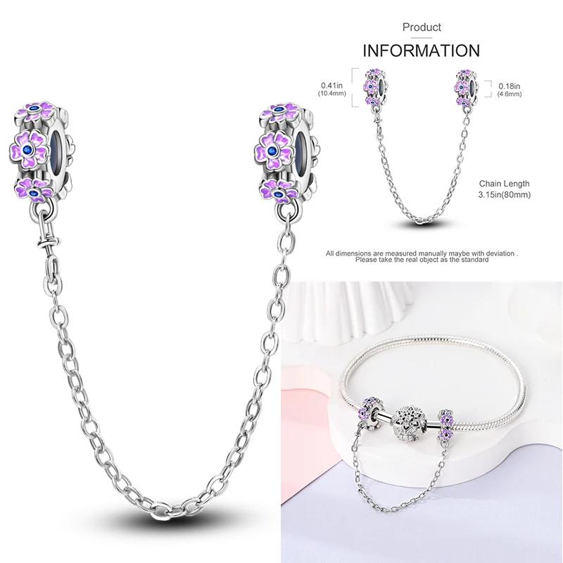 New Copper Charms Buttefly Daisy Safety Chain Cat Paw Change Beads Fit Original Bracelet Ladies Diy Jewelry